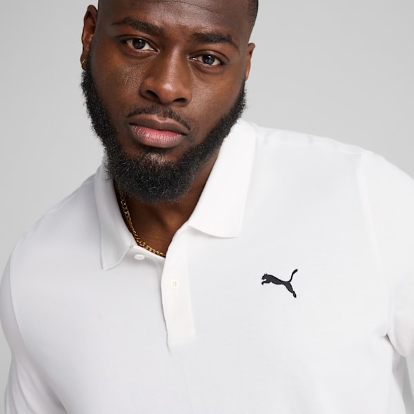 Camiseta tipo polo Essentials de piqué para hombre, PUMA White, extralarge